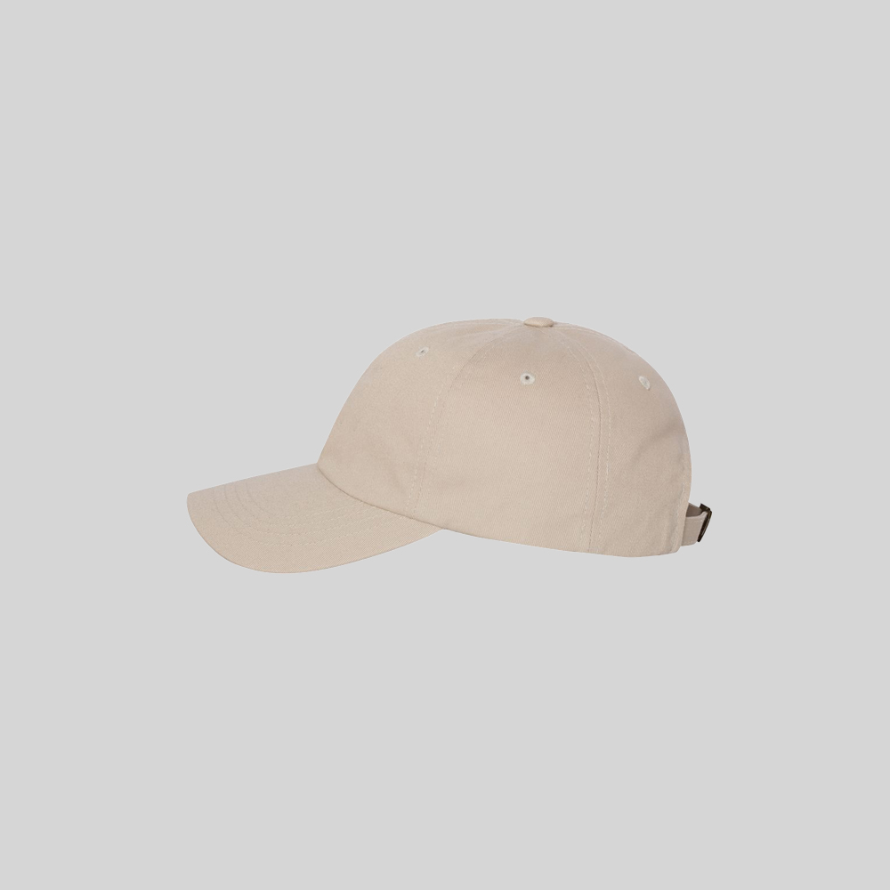 A prominently displayed tan hat. Represents the headwear category.