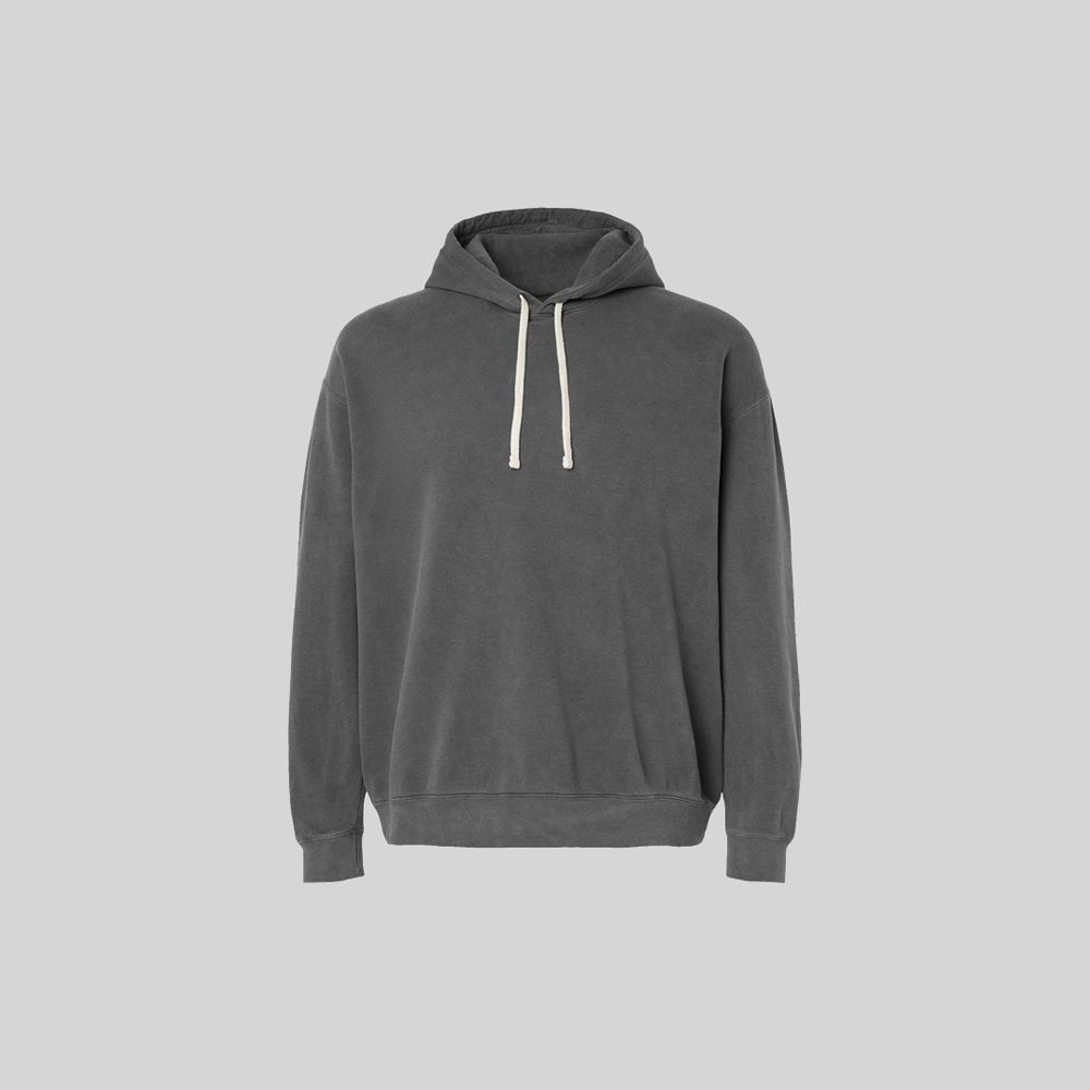 A prominently displayed gray hoodie. Represents the hoodie category.
