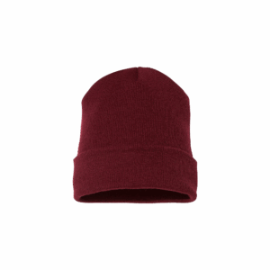 a dark red beanie