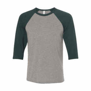 a green and gray three-quarter sleeve t-shirt