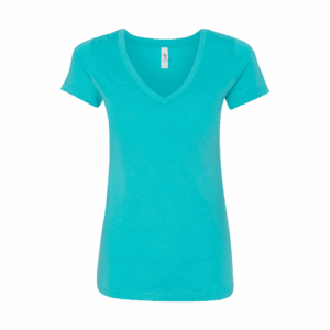 a bright blue woman's v-neck t-shirt