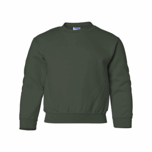 a forest green youth crewneck sweatshirt